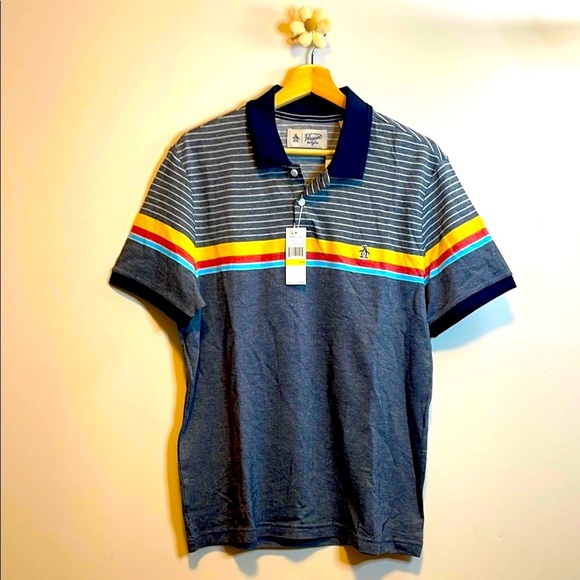 Original Penguin Polo Gray and Yellow with Navy Highlights - Picture 3 of 5